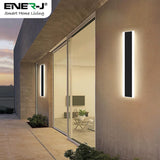 Outdoor Acrylic Black Wall Lights, 60 x 8 cms, 12W Waterproof, IP44, Warm White