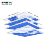 Set of 4 SKY Cloud LED Panels, Colour Changing and Dimmable, 60x60 40W 3D Effect, Ceiling Light with Remote, 2200 Lumens