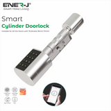 Smart Adjustable Cylinder Lock with Fingerprint & Keypad, Ideal for Any Doors of 35mm - 70mm, Colour: Silver