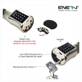 Smart Adjustable Cylinder Lock with Fingerprint & Keypad, Ideal for Any Doors of 35mm - 70mm, Colour: Silver