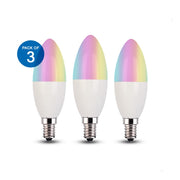 4.5W Smart Colour Changing Light Bulb E14 RGB CCT Colour Changing Bulbs,  Bluetooth APP Control LED Bulbs, WiFi Dimmable RGB and White Light, Mood Light for Room Decor & Party (Pack of 3)