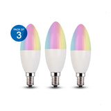 4.5W Smart Colour Changing Light Bulb E14 RGB CCT Colour Changing Bulbs,  Bluetooth APP Control LED Bulbs, WiFi Dimmable RGB and White Light, Mood Light for Room Decor & Party (Pack of 3)