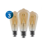 3 Pc Pack ENERJ 8.5W ST64 E27 Edison Screw Smart WiFi Filament Lamp, LED Light Bulb, CCT Changing & Dimmable Amber Retro Style Filament