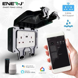 2 Gang Smart Weatherproof IP55 rated Outdoor Socket 13A WiFi Twin Wall Socket with USB Port - ENER-J Smart Home