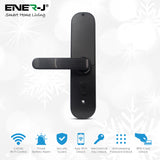 Smart Wi-Fi Door Digital Lock with Mechanical Key and Handle, 4 Ways Entry with Fingerprint Access, Keypad Code, 5 pcs RFID Card and Remote Access Using Wireless App (Left Handle, Black)