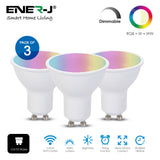 5W Smart Colour Changing Light Bulb, GU10 RGB CCT Colour Changing Bulbs,  Bluetooth APP Control LED Bulbs, WiFi Dimmable RGB and White Light, Mood Light for Room Decor & Party (Pack of 3)