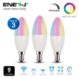 4.5W Smart Colour Changing Light Bulb E14 RGB CCT Colour Changing Bulbs,  Bluetooth APP Control LED Bulbs, WiFi Dimmable RGB and White Light, Mood Light for Room Decor & Party (Pack of 3)