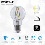 8.5W Smart WiFi Filament Bulb E27 CCT Changeable & Dimmable for Livingroom, Bedroom Lighting (Pack of 3)