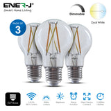 8.5W Smart WiFi Filament Bulb E27 CCT Changeable & Dimmable for Livingroom, Bedroom Lighting (Pack of 3)