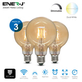 8.5W Smart Dimmable WiFi Filament Bulb, Edison Screw E27, CCT Changeable & Dimmable Retro Stye for Livingroom, Bedroom Lighting (Pack of 3)