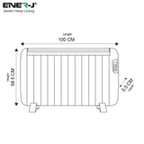 2000W Smart Electric Radiator Heater with LCD Display & Voice Control, 7-Day Timer Function with WIFI, Free Standing or Wall Mountable