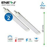 LED Triproof Batten IP65 18W 60cms 4000K (Pack of 2 units) - ENER-J Smart Home