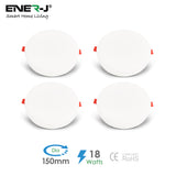 Pack of 4 18W Frameless Recessed-Surface Super LED Panel Downlights, 6000K, 105mm, Round, 2 Years Warranty