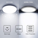 Pack of 4 18W Frameless Recessed-Surface Super LED Panel Downlights, 6000K, 105mm, Round, 2 Years Warranty